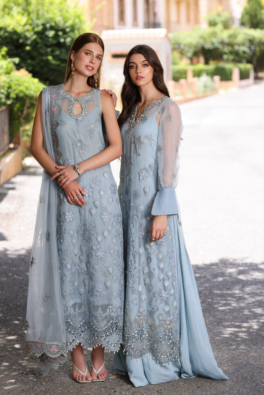 Noor by Saadia Asad Chiffon Handwork Schiffli and Laser Kari