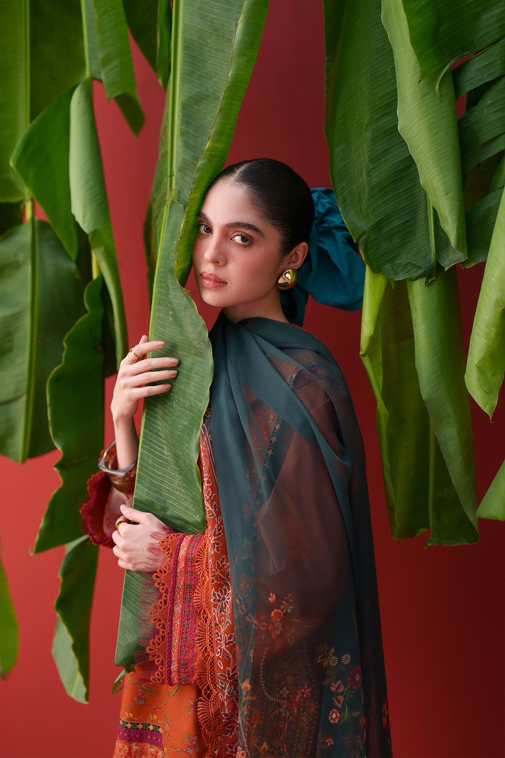 Saira Rizwan Laanem Luxury Lawn –Rust Orange