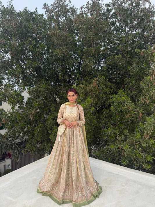 Zara Shahjahan  Anarkali -Beige -Unstitched suit