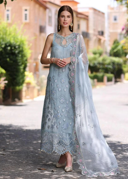 Noor by Saadia Asad Chiffon Handwork Schiffli and Laser Kari
