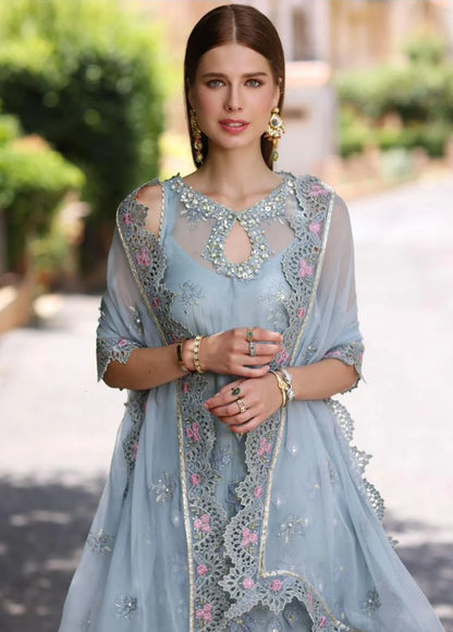 Noor by Saadia Asad Chiffon Handwork Schiffli and Laser Kari